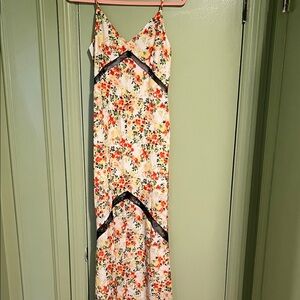 Wayf Floral Maxi Dress with Black Accents